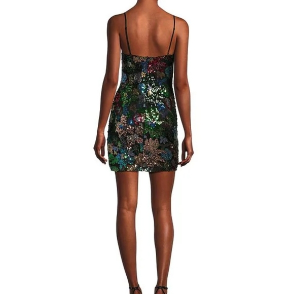 Midnight Doll mini dress L black multi sequins embroidered floral party new $90 - Picture 10 of 13